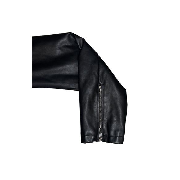 Fabletics Women's Milano Coat Large Gray Black Faux Leather Zip Sleeves Jacket - Picture 8 of 11